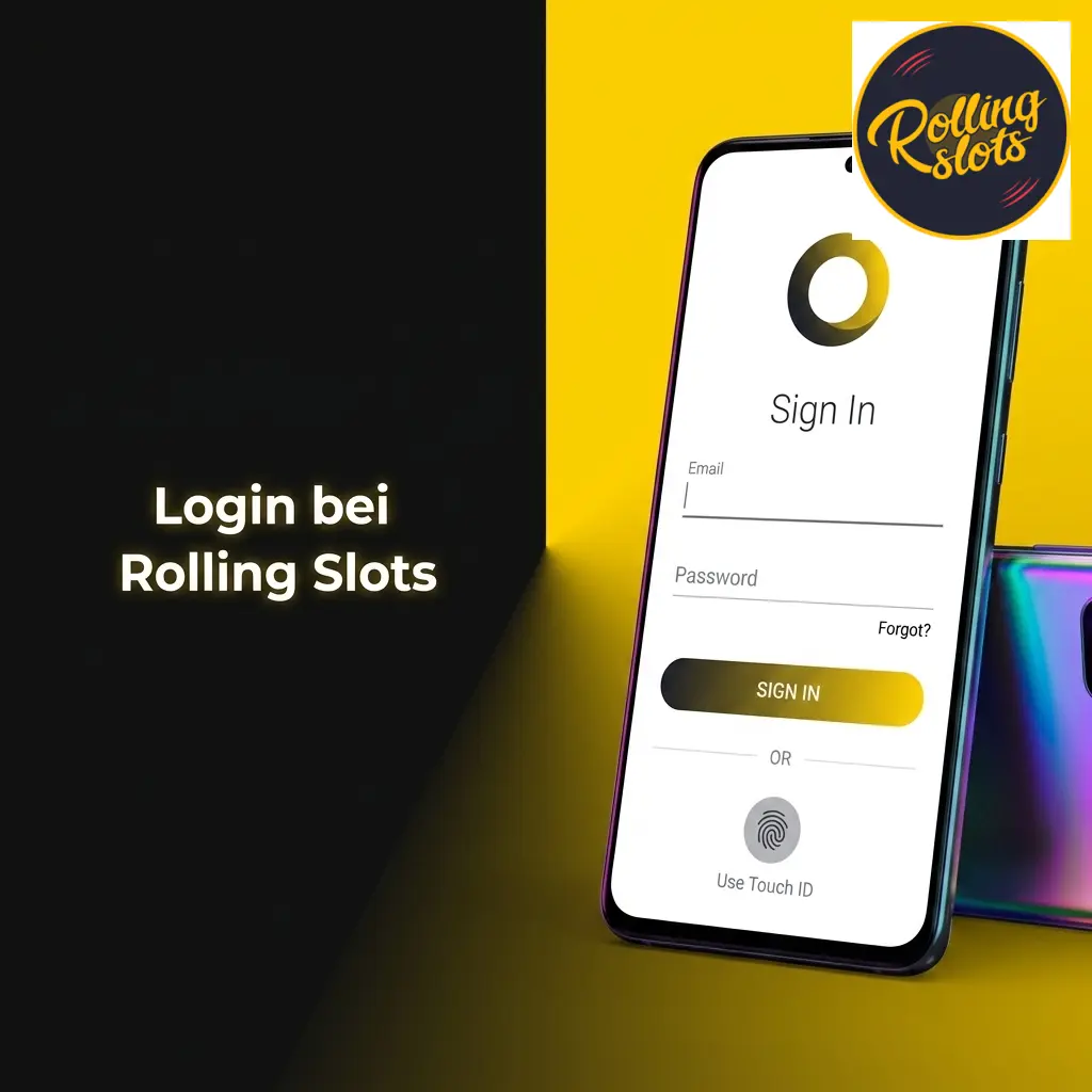 Rolling Slots Login-Seite mit E-Mail und Passwort Eingabefeldern sowie Zwei-Faktor-Authentifizierung Option
