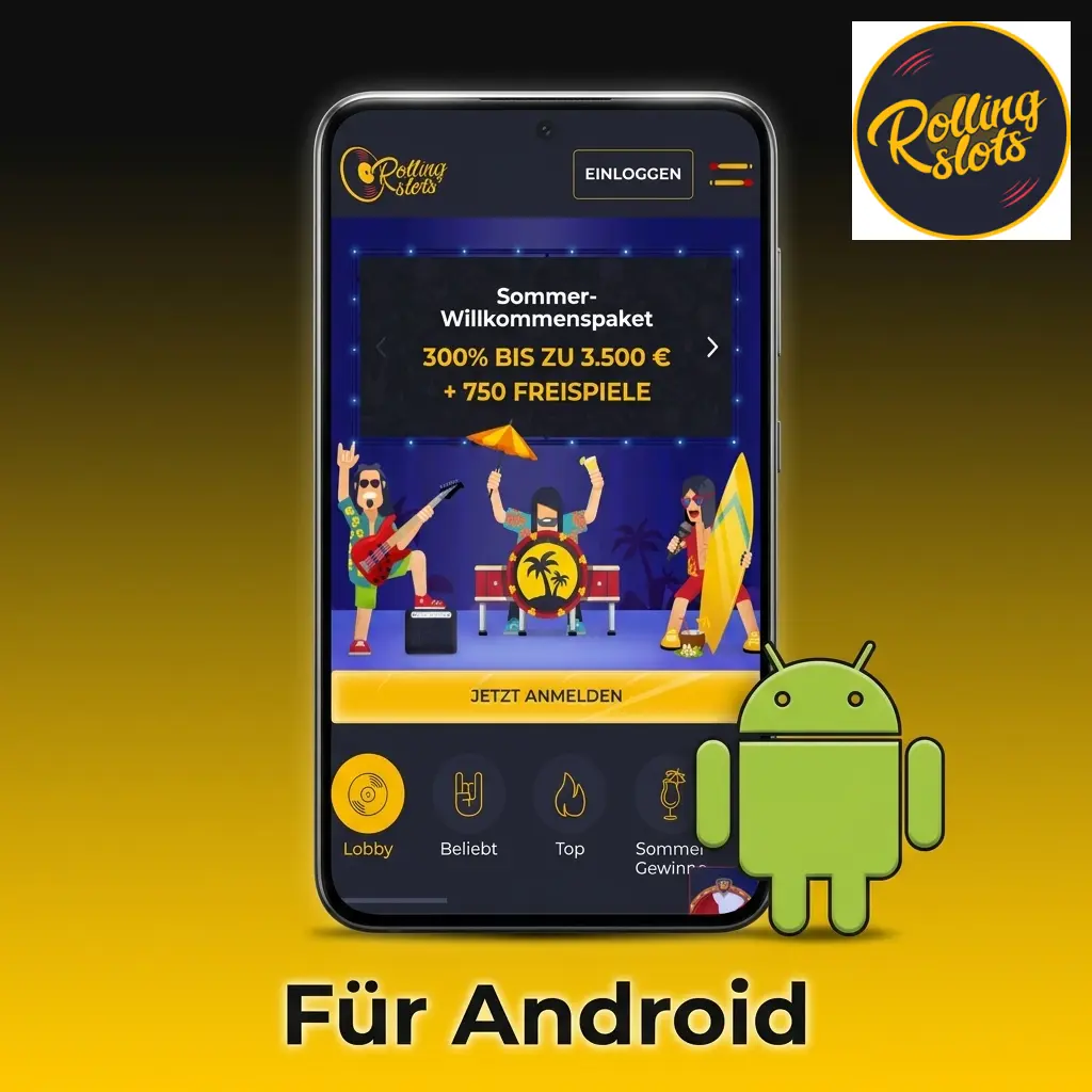 Rolling Slots Progressive Web App auf Android installieren über Chrome-Browser und Startbildschirm-Symbol nutzen